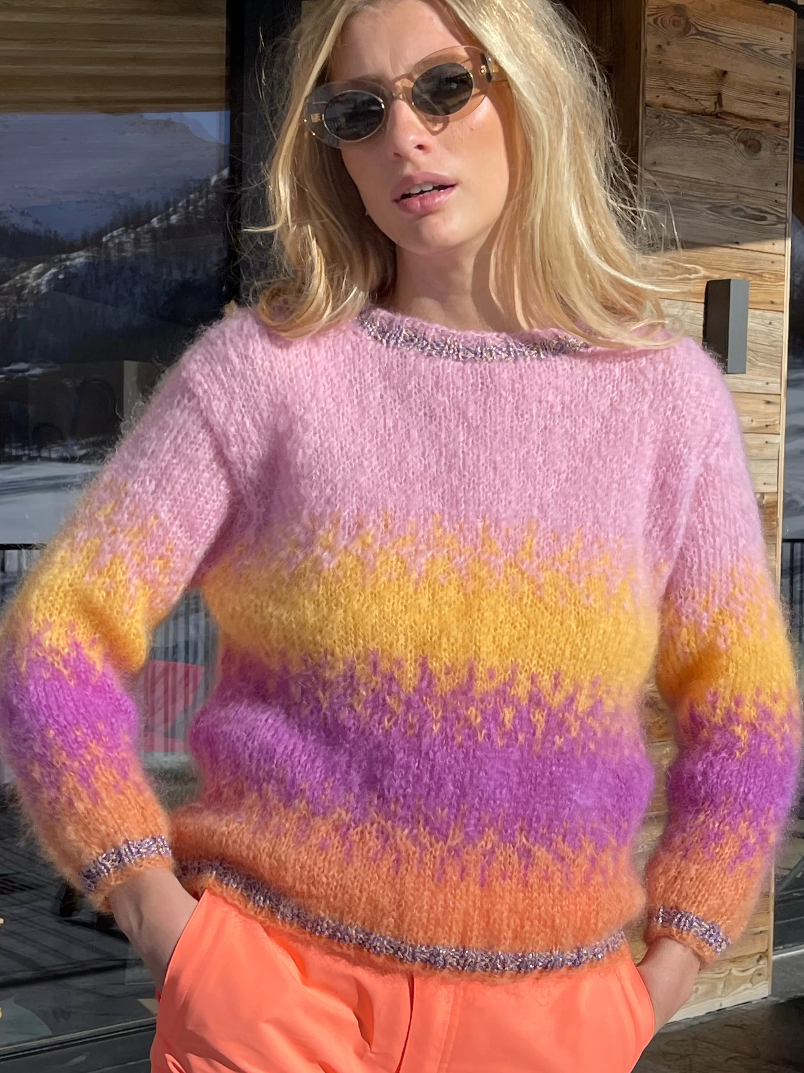 Sale Rose Carmine ABRICOT TIE&DYE 4 COLORS SWEATER