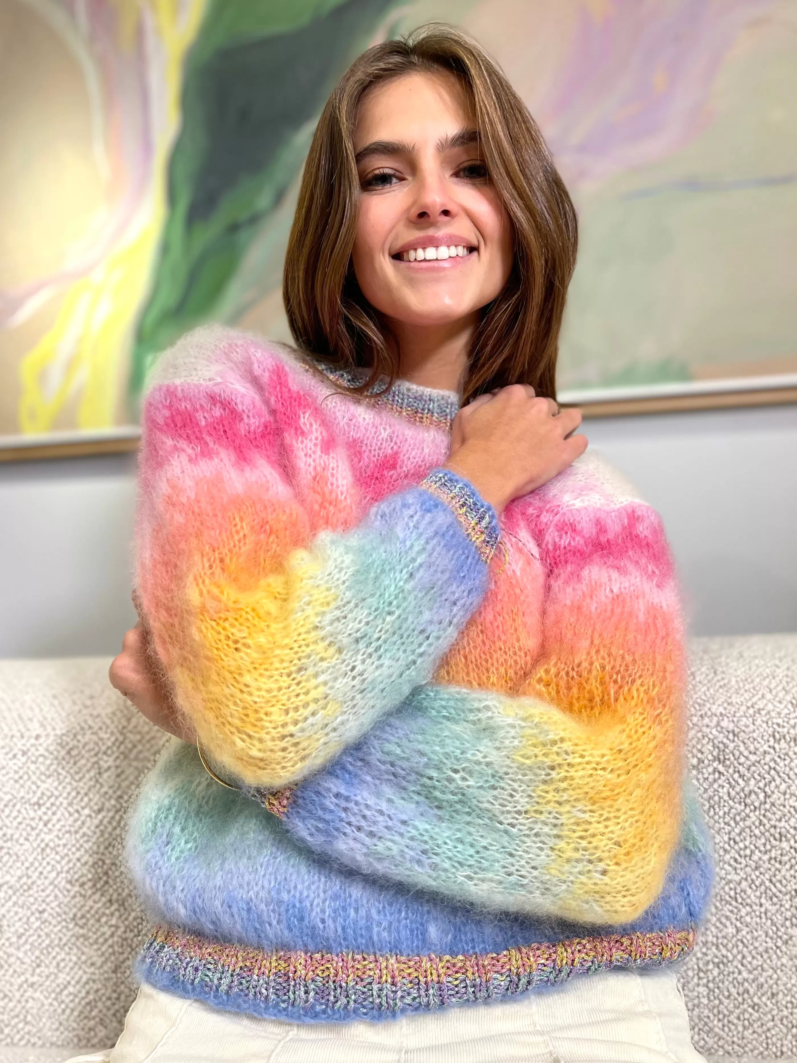 Shop Rose Carmine PASTEL TIE&DYE SWEATER