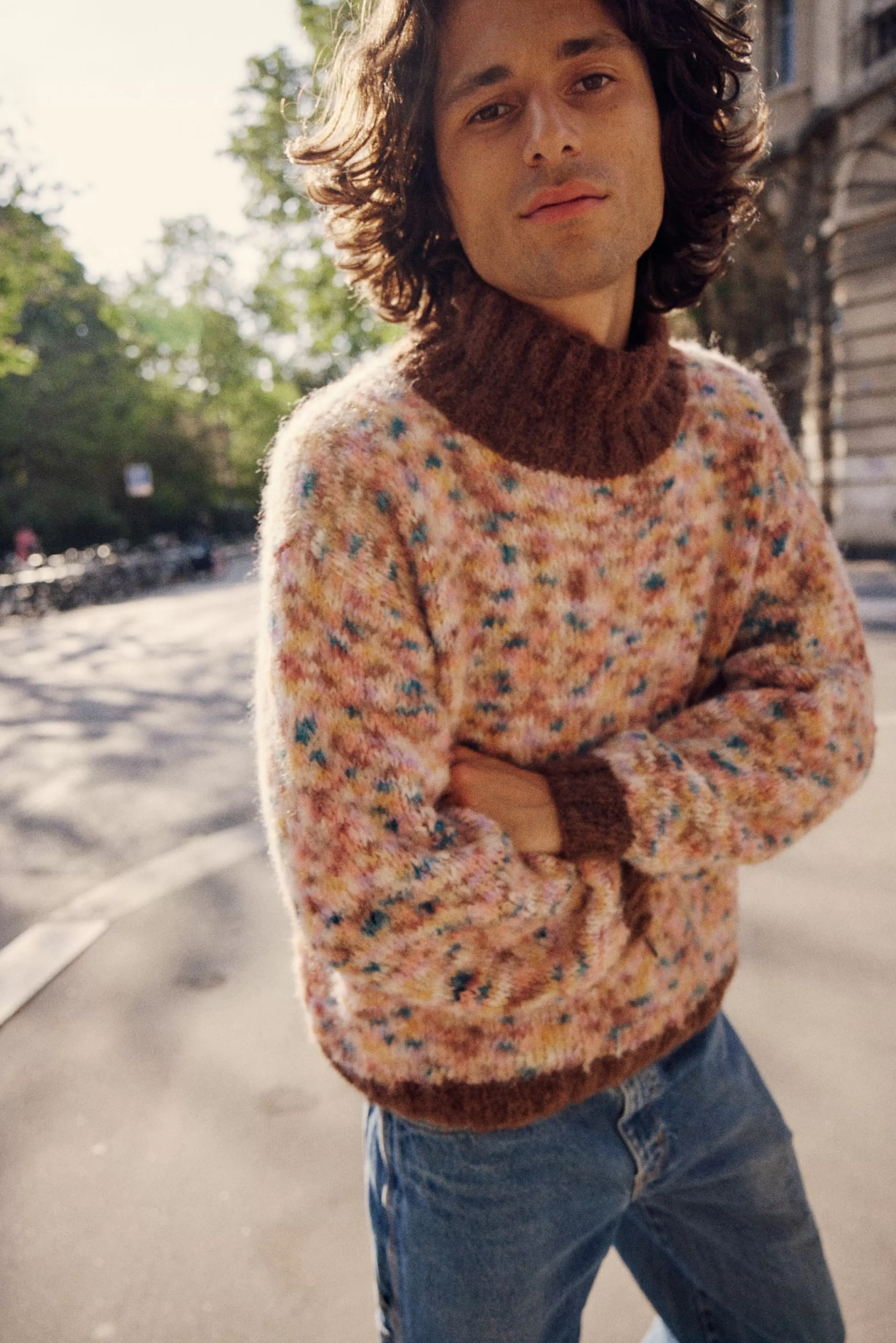 Store Rose Carmine SWEATER HNECK DOUDOU BICOLORE CHOCO